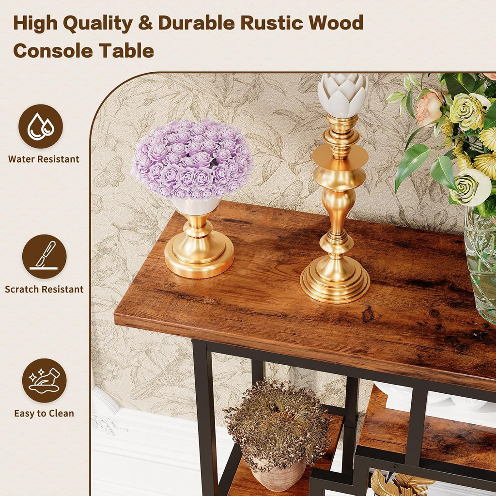 41.3 Inch Entryway Table, Narrow Console Table Behind Couch, Accent Sofa Table with Storage Shelves , Entrance
