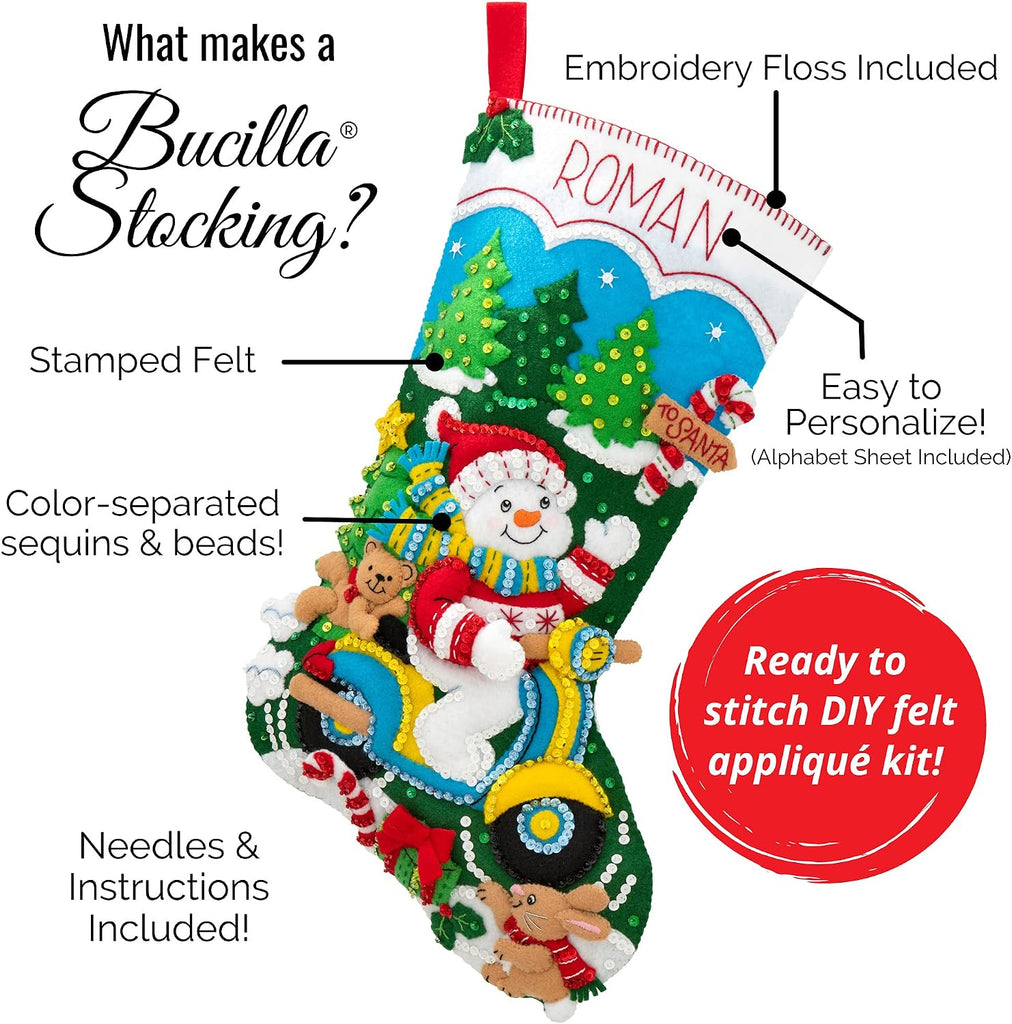 86707 Felt Applique Stocking Kit, 18", Santa Stop Here