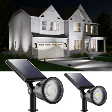 2 Pack Solar Powered Spot Lights Outdoor Waterproof Super Bright LED
