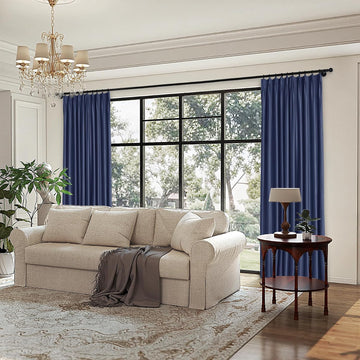 Light Filtering Pinch Pleated Drapes Velvet Drapes for French Door Thermal Insulated Curtain for Living Room Privacy (2 Panels)