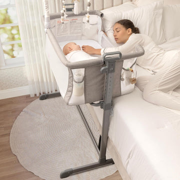 Baby Bedside Bassinet Sleeper, Bassinet for Newborn with Plush Mattress, Mesh Breathable, Adjustable Side Sleeper
