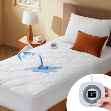 Waterproof Heated Mattress Pad Full Cotton Top Electric Bed Warmer