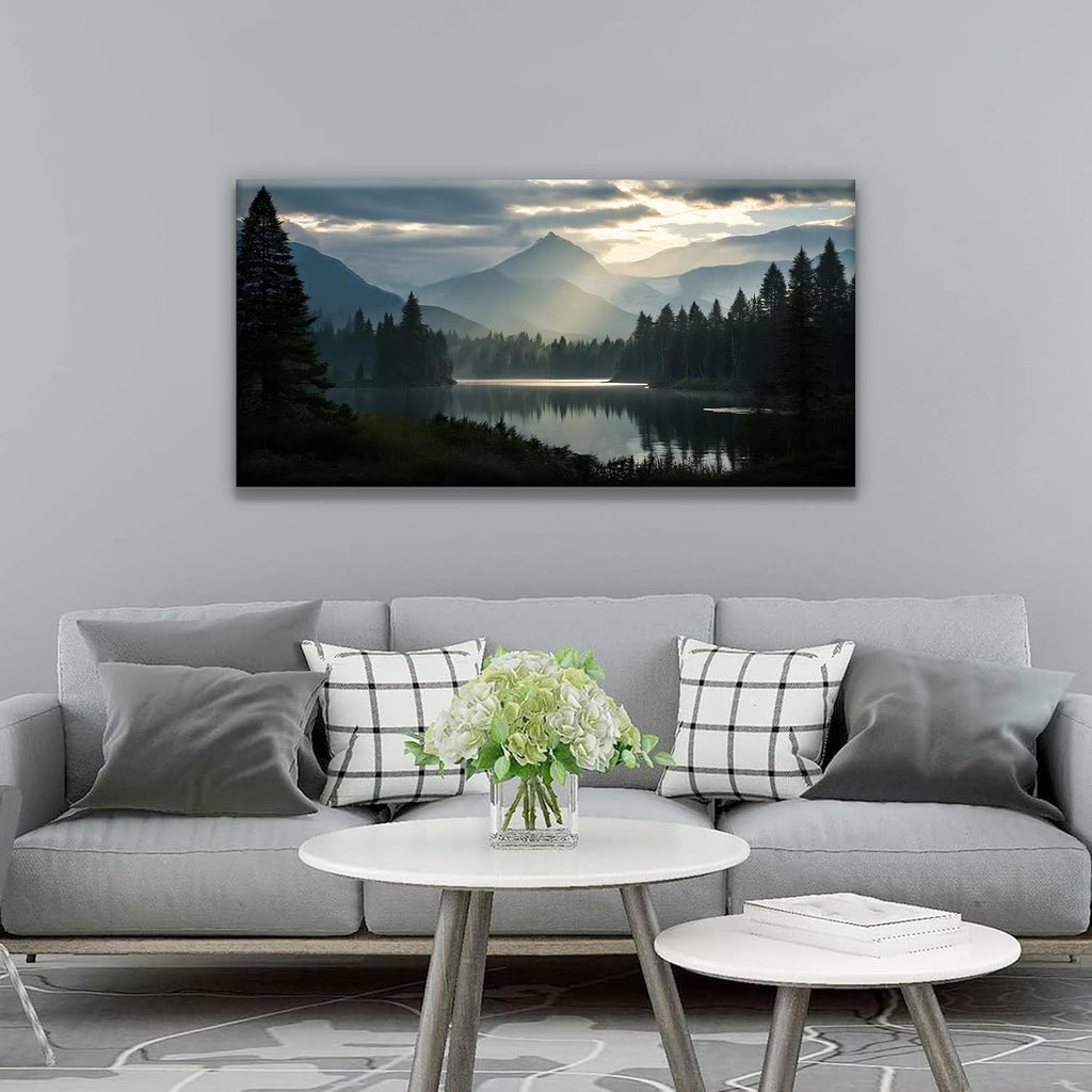 Canvas Art Wall Decor Wall Art Modern Office Wall Decorations Forest River Landscape Paintings Pictures Artwork