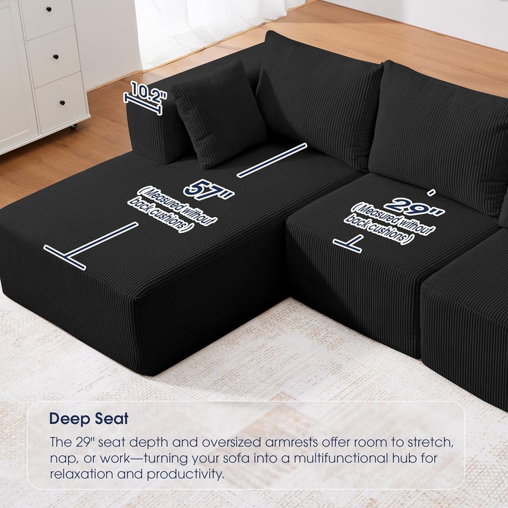 107'' Modular Sectional Sofa, L Shaped Cloud Couch for Living Room
