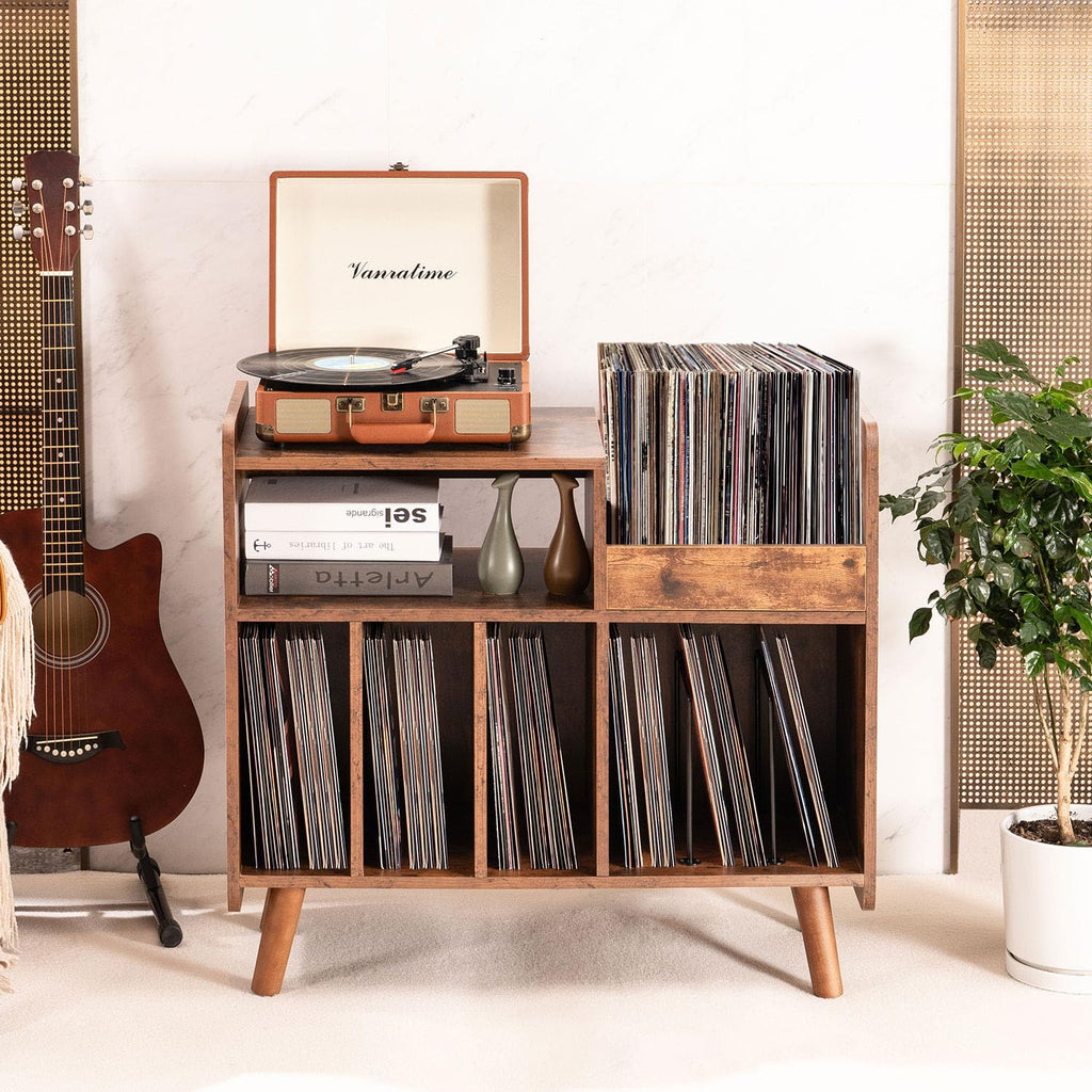 Record Player Stand, Large Record Player Table Cabinet (Brown)