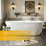 67" Deep Soaking Bathtub, Non-Slip Acrylic Tub with Chrome Drain, cUPC Certified, Ergonomic Modern Bath for Bathrooms