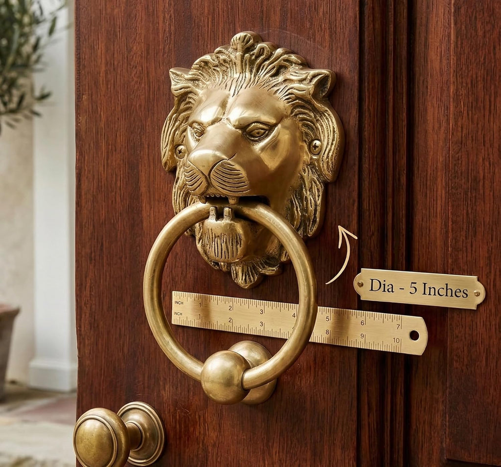 Brass Lion Door Knocker Knockers Gate Knocker Door Accessories (Lion 5")