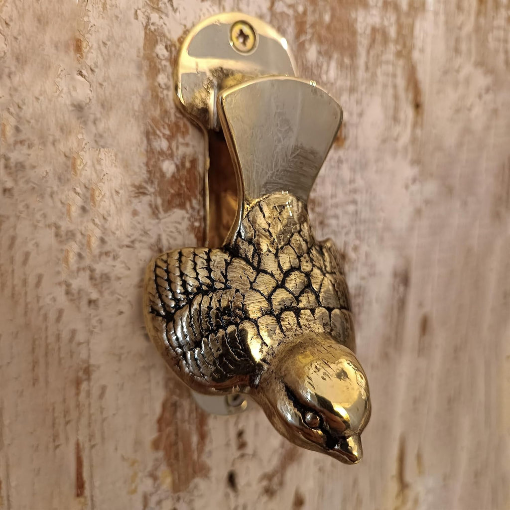 Brass Sparrow Bird Door Knocker, Unlaquared Finish (Antique Brass)