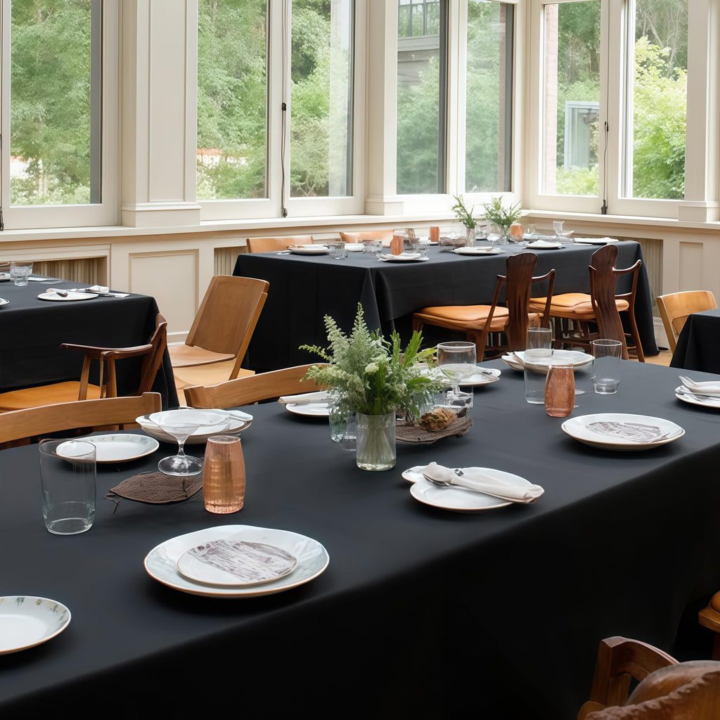 Black Tablecloths Rectangular, 8 Pack 90x132 Inch Table Cloths