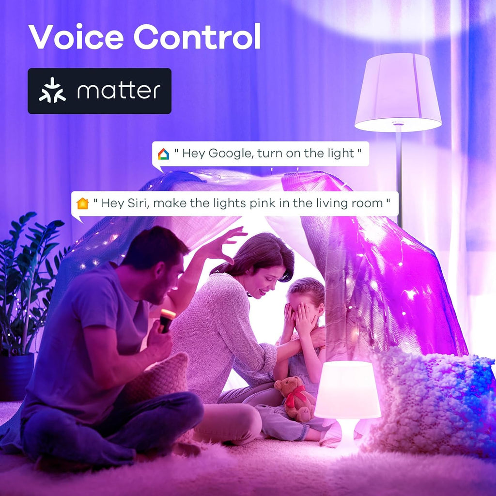 Matter Smart Light Bulb, Smart Bulbs Work with Apple Home, Siri, Alexa, Google, SmartThings, , LED RGBTW Color