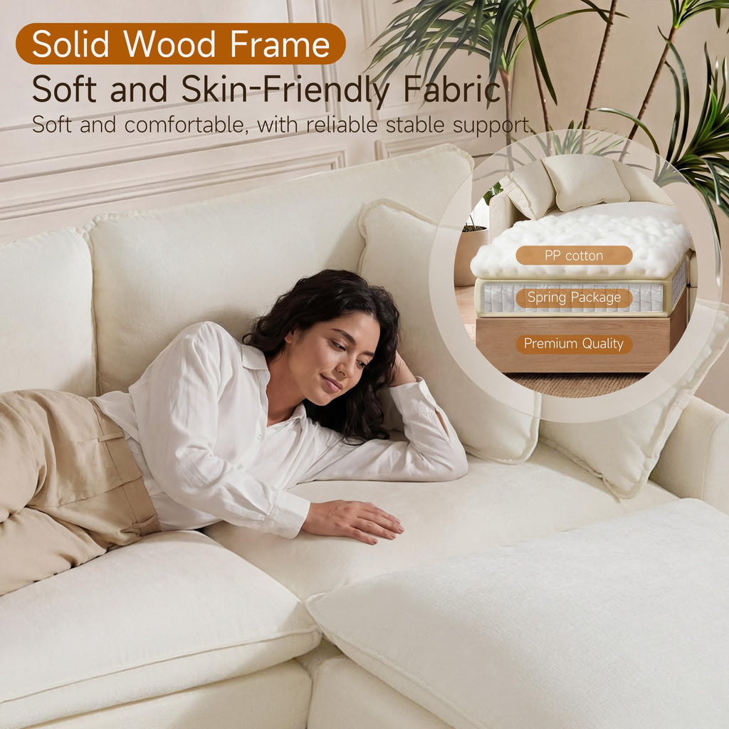 Modular Sofa with Storage, 135" V Shaped Sectional Cloud Couch, Oversized Fabric Couch with Movable Ottoman, 8 Seat