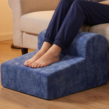 Modern Foam Filled Foot Stool, Soft Lightweight Pouf Ottoman Floor Rest Desk, Small Spaces, Blue