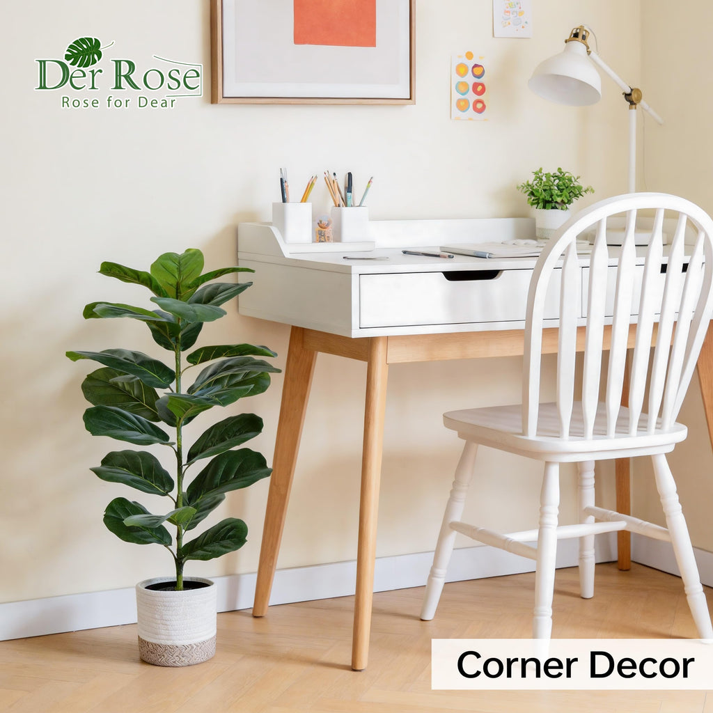 2 Pack 30" Fake Plants, Fiddle Leaf Fig Trees with Woven Baskets