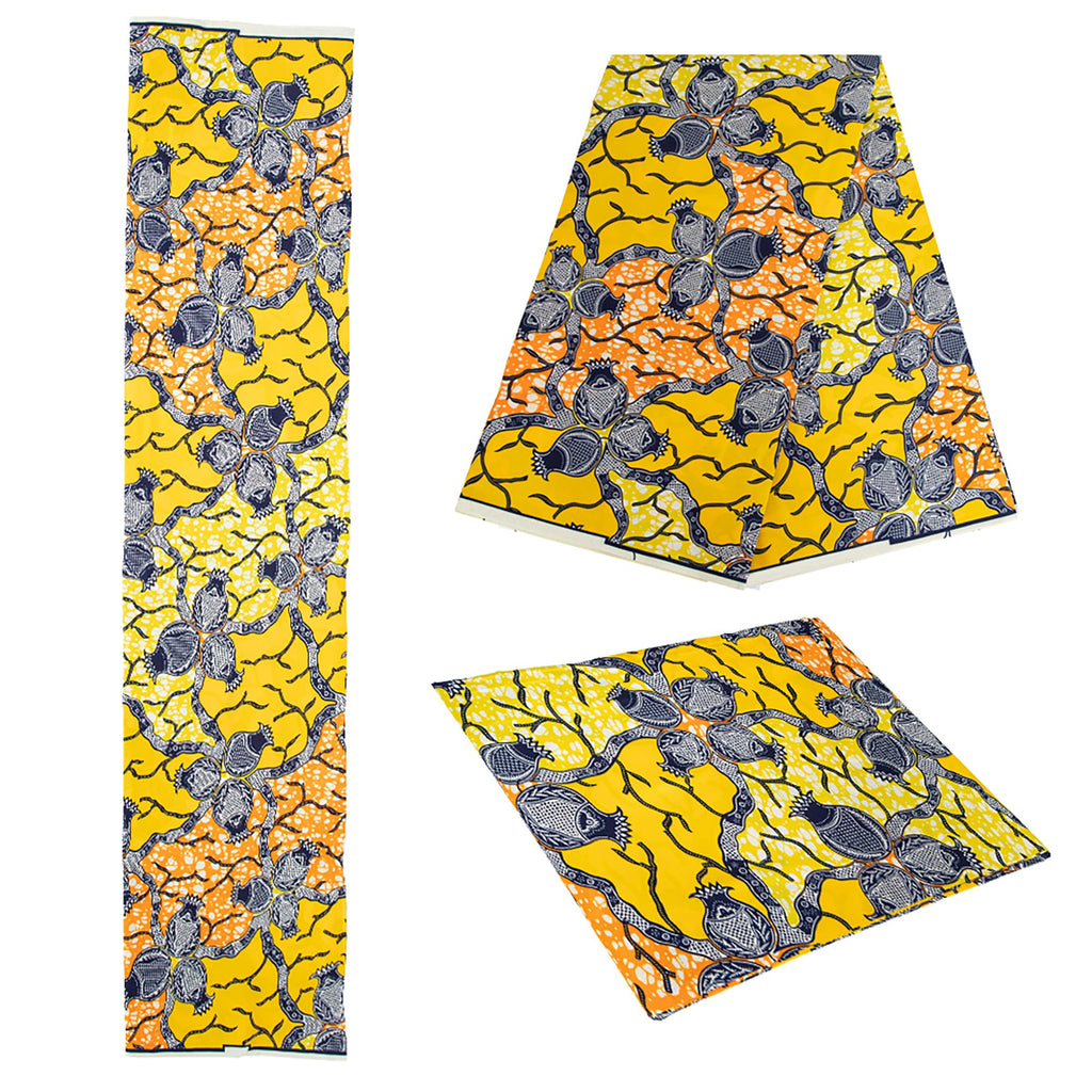 African Wax Fabric 6 Yards, Printed Ankara Polyester Cloth for Sewing, Dresses & Party Wear K6