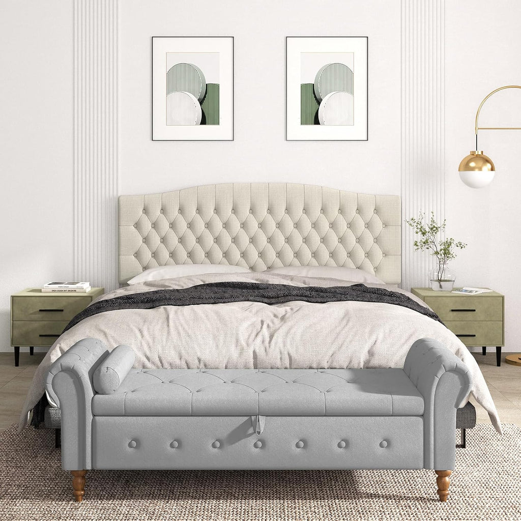 King Headboard Only, Upholstered Headboard King for Adjustable Bed Linen Tufted Wall Mounted Head Board with Solid