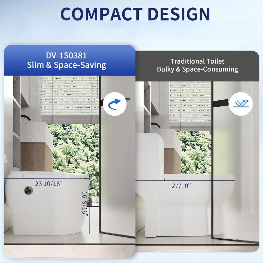 Compact Smart Toilet with Bidet Built In for Small Bathroom, Microbubble Wash Auto Flush Water Filter