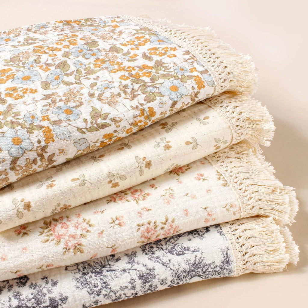 Muslin 100% Cotton Throw Blanket, Bed, Travel (Floral C,50"x70")