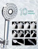 Filtered Shower Head with Handheld, High Pressure 10-Spd Detachable Chrome Showerhead with Stainless Hose