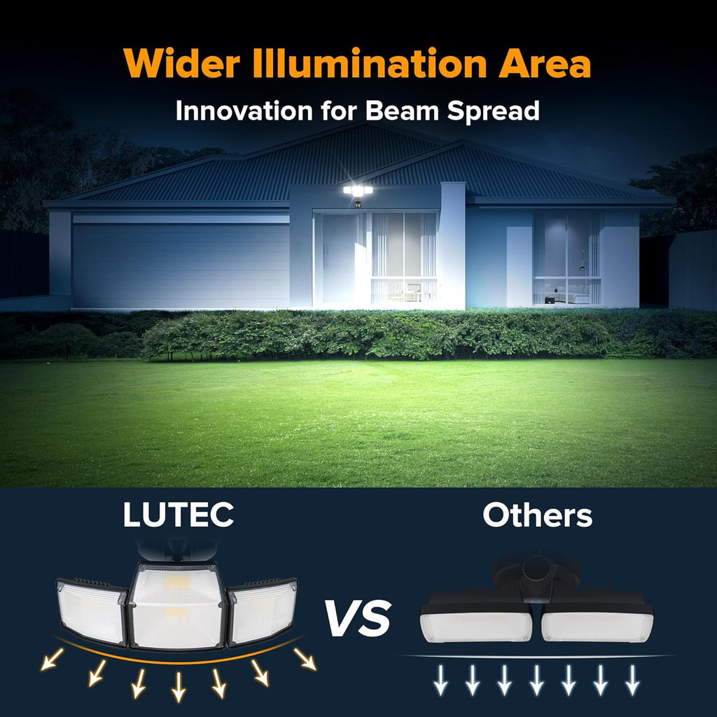 80W 9000LM LED Security Light Hardwire Motion Sensor Outdoor Lights, 4 Head LED Flood Lights Outdoor 5000K Daylight