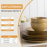 Plates and Bowls Sets, 12 Pieces Modern Stoneware Dinnerware Set for 4 Kitchen Dinner Set Ceramic Dishware Dishes Set