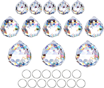 13 Pack 20mm/30mm/40mm Clear Crystal Ball Prisms Suncatchers for Window - Rainbow Maker Sun Catcher Indoor Window