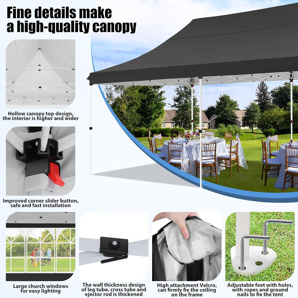 Canopy 10x20 Pop Up Canopy Tent with 6 Sidewalls