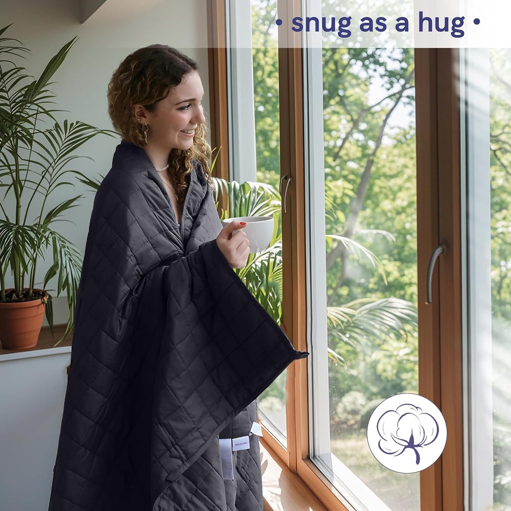 Exclusive Weighted Blanket 3.0 3-Side Zipper Duvet Cover Bundle(48x72 in, 10lbs, Dark Grey)