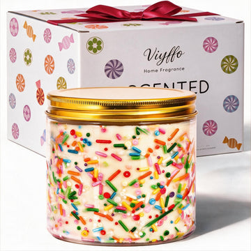 18oz Large Christmas Scented Candle - Vanilla & Peppermint, Decorative Non Toxic Soy Candle, Colorful Jar Candle with