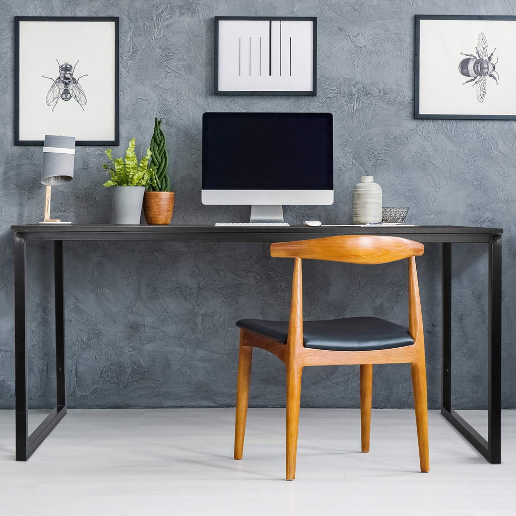 Computer Desk,55 Inch Office Desk Gaming Desk Writing Desk, Modern Simple Desk PC Laptop Study Student Table (Black