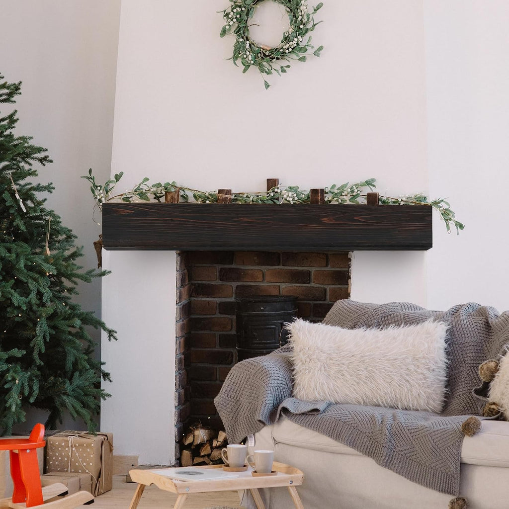 Rustic Floating Shelf, Handcrafted Wood Mantles for Over Fireplace - Wall Mounted Farmhouse Shelf with Invisible