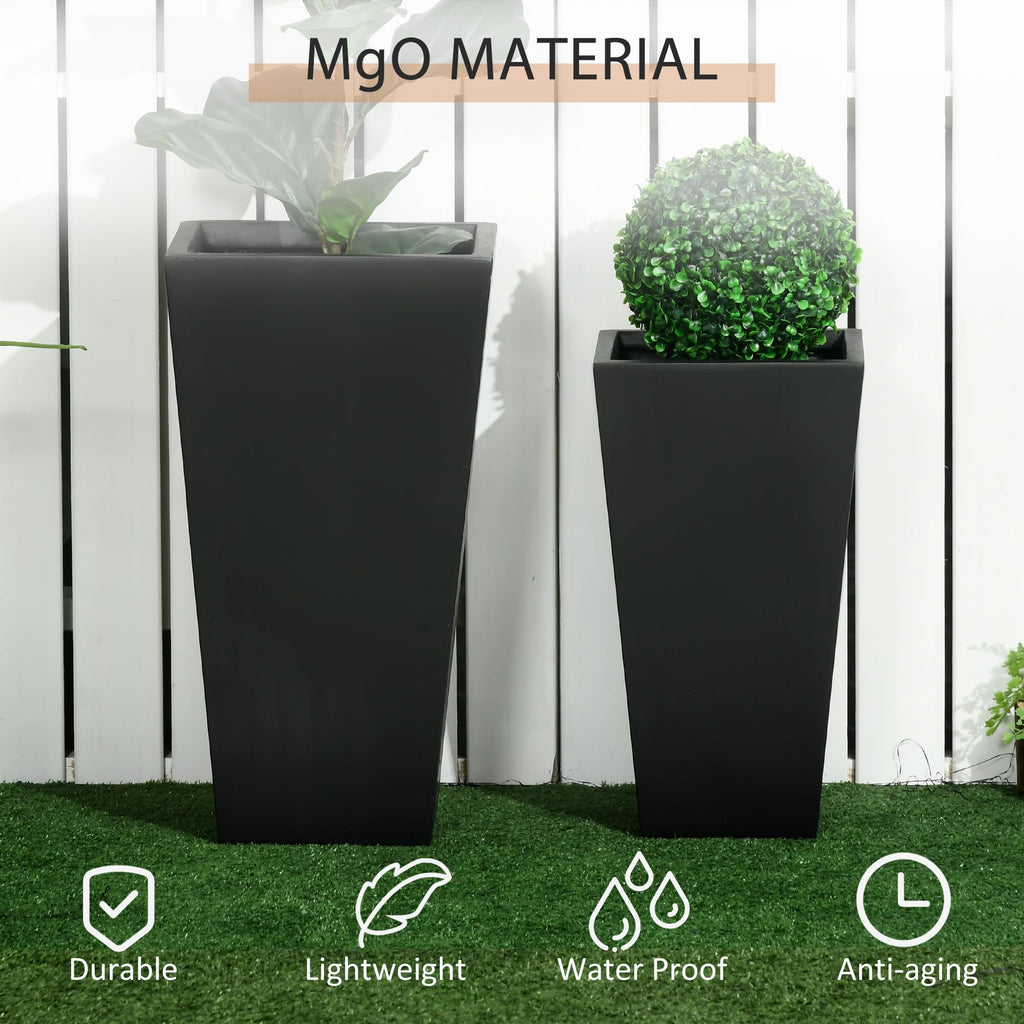 2-Pack Outdoor Planter Set with Drainage Holes, 22in & 18in, Black