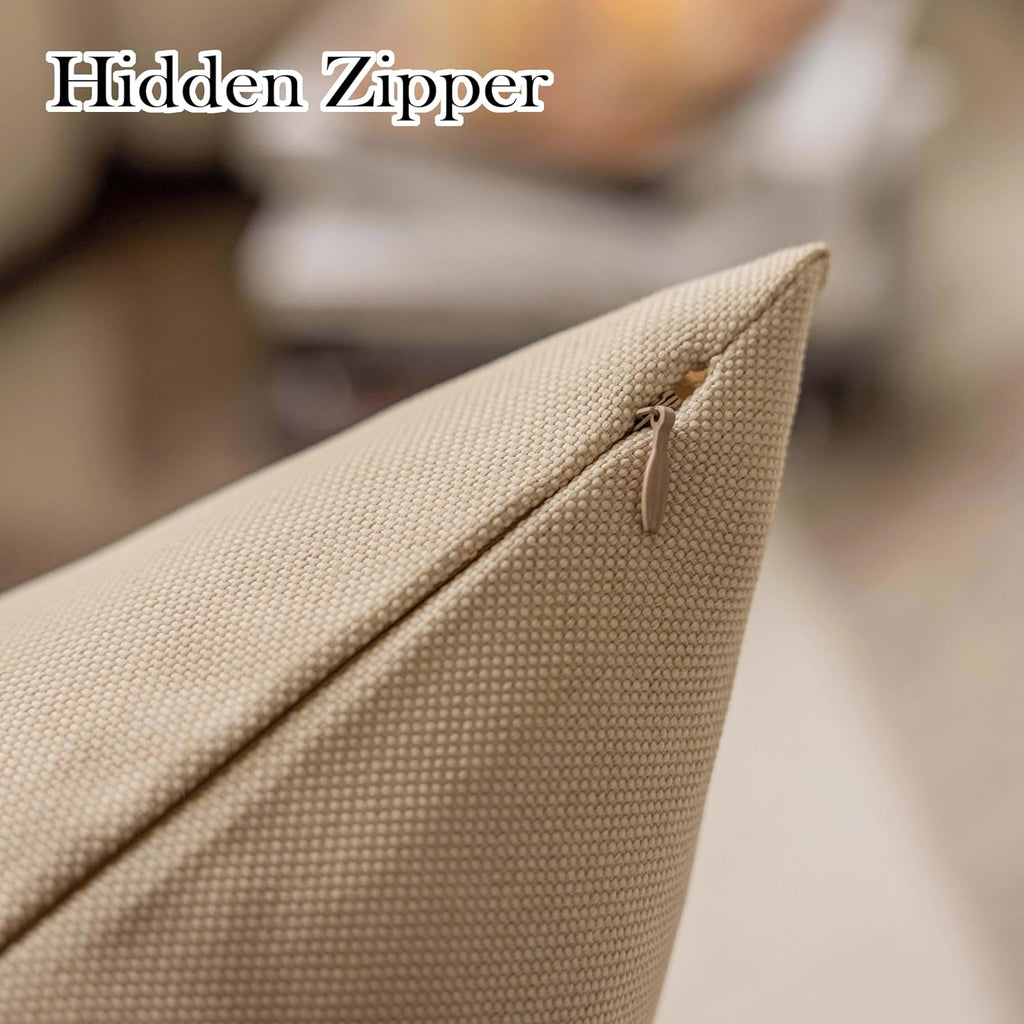Outdoor Throw Pillows 18x18 Waterproof Square Pillow Covers Decorative Pillowcase, Set of 4, 18 x 18 Inch, Beige