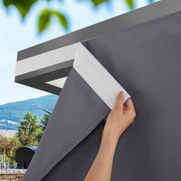 Rod-Free Outdoor Curtains Waterproof 84" L Grey