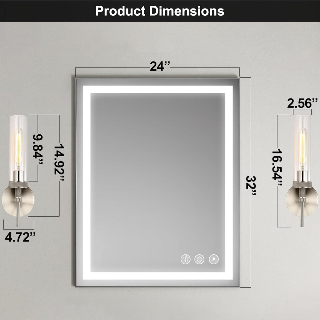 Brushed Nickel Bathroom Vanity Light, Hardwired Wall Sconces Set of 2 with Knurled Texture, Chrome Silver Wall Lamps