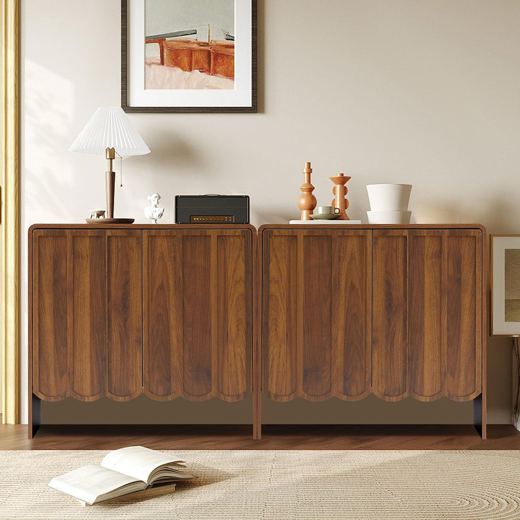 Sideboard Buffet Cabinet, Accent Storage Cabinets with 2 Doors, Farmhouse Wood Cabinet with Adjustable Shelves and