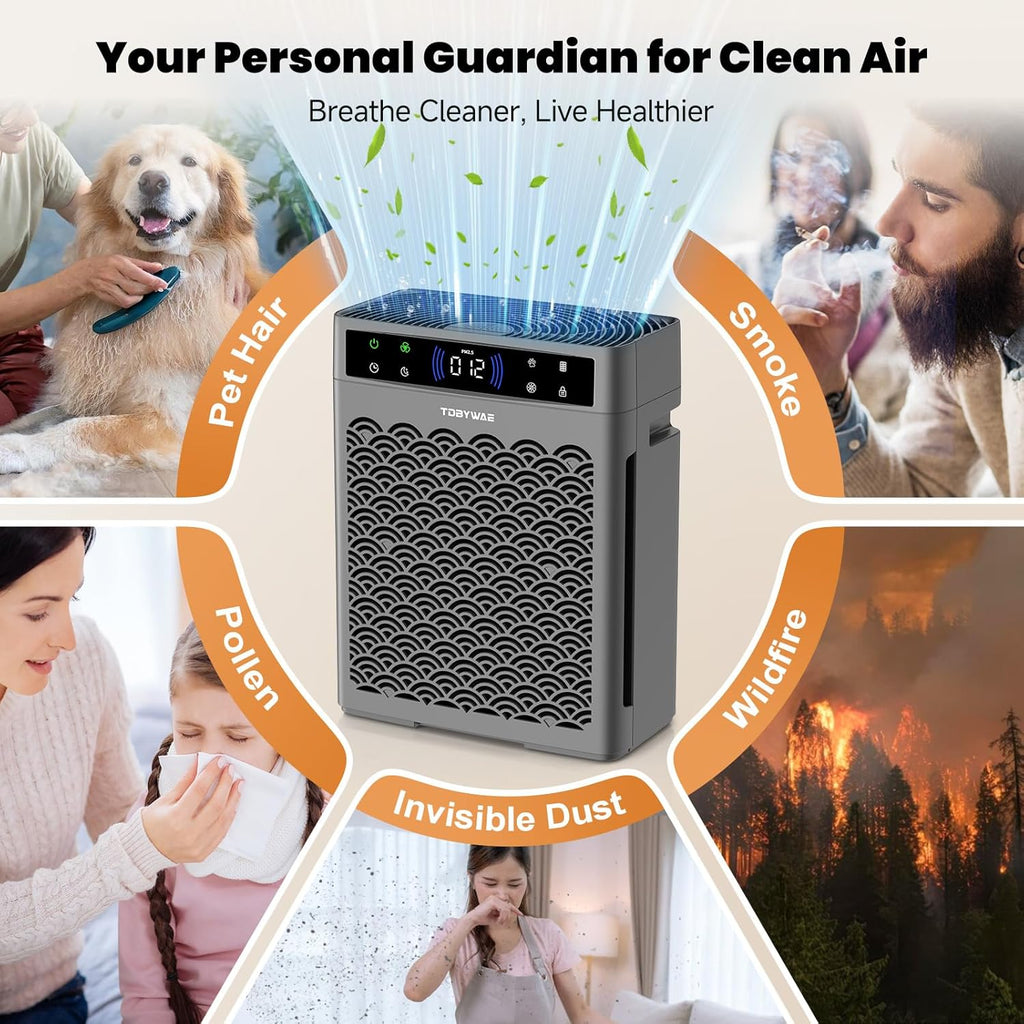 Air Purifiers for Home Large Room, Cover Up to 3000 Ft² with Air Quality Monitor and Timer, HEPA Fil