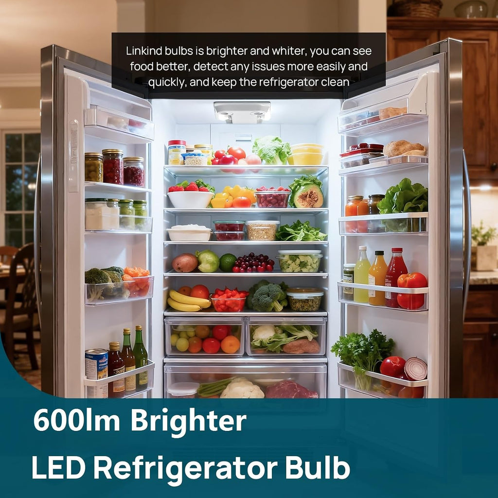 Led Refrigerator Light Bulbs, A15 Fridge Light Bulbs 40 Watts Equivalent Waterproof, 600LM Appliance Light Bulb 120V (2 Pack)