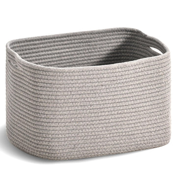 Woven Cotton Rope Baskets for Gifts Empty, 15×11×9.5 Light Grey