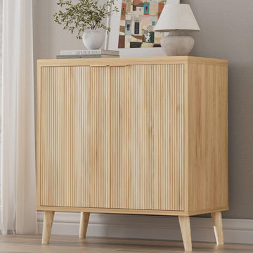Buffet Cabinet with Storage, Modern Fluted Accent Sideboard with Doors & Adjustable Shelves