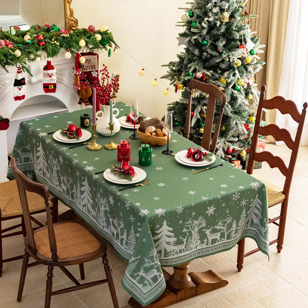 Green Christmas Tablecloth Rectangle 60"x90"