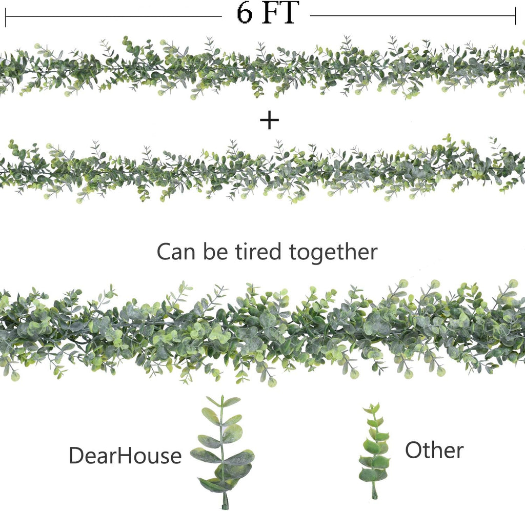 Faux Eucalyptus Garland Plant, Artificial Vines Hanging Eucalyptus Leaves Greenery Garland for Wedding - Set of 6