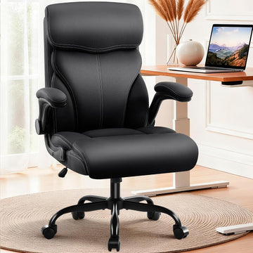 Executive High Back Breathable Comfy Desk Chair with Lumbar Support - Ergonomic Leather Rolling Swivel Computer Chair