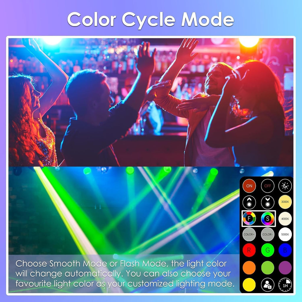 PAR30 LED Color Changing Light Bulb with Remote Control, RGB Dimmable Colored Light Bulbs 10W=65W, 2700K-6000K, 30