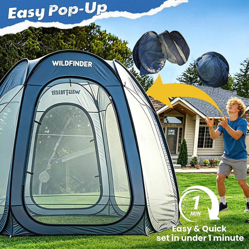 10x10 Pop Up Screen House Tent, Portable Screened Canopy with Mesh Walls, Waterproof Instant Gazebo
