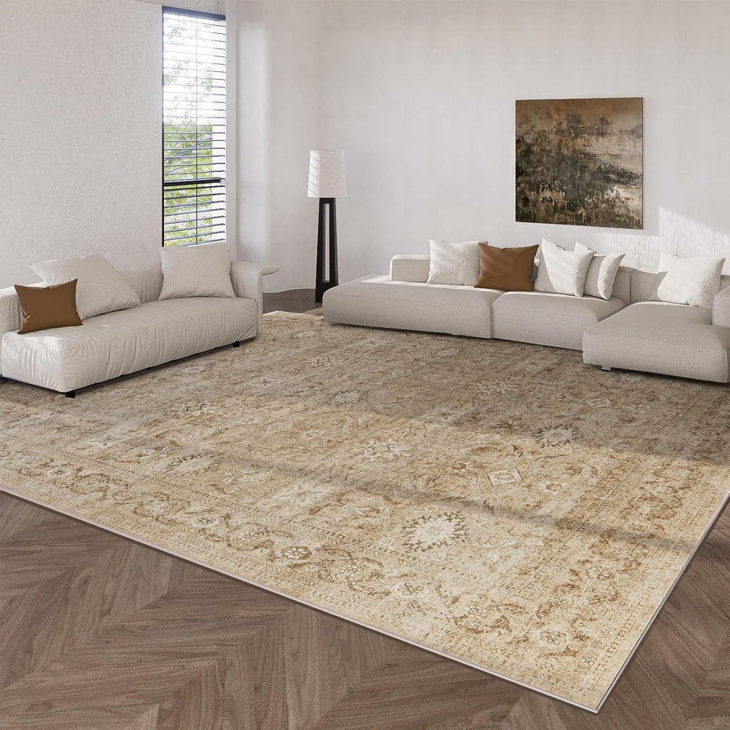 9x12 Area Rug Living Room: Washable Bedroom Rug Non Slip Boho Large Carpet