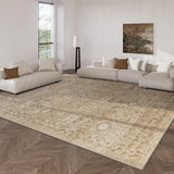 9x12 Area Rug Living Room: Washable Rug Non Slip Low Pile Soft Faux Wool Non Shedding Distressed Vin