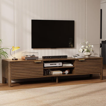 TV Stand for Living Room - up to 80 Inch TVs Mid Century Modern Entertainment Center with Storage and Adjustable