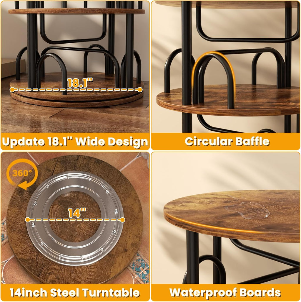 6 Tier Rotating Bookshelf Tower, Revolving Bookcase, 360° Round Spinning Book Shelf