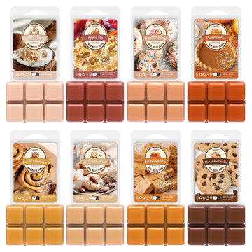 Bakery Scented Wax Melts, Sweet, Strong Scented Soy Wax Cubes/Tarts Variety Set - Apple Pie, Pumpkin Pie, Caramel