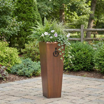 Tall Outdoor Planters Copper Large Flower Pots Indoor Balcony Garden Deck Front Porch Entryway Antique Copper Single